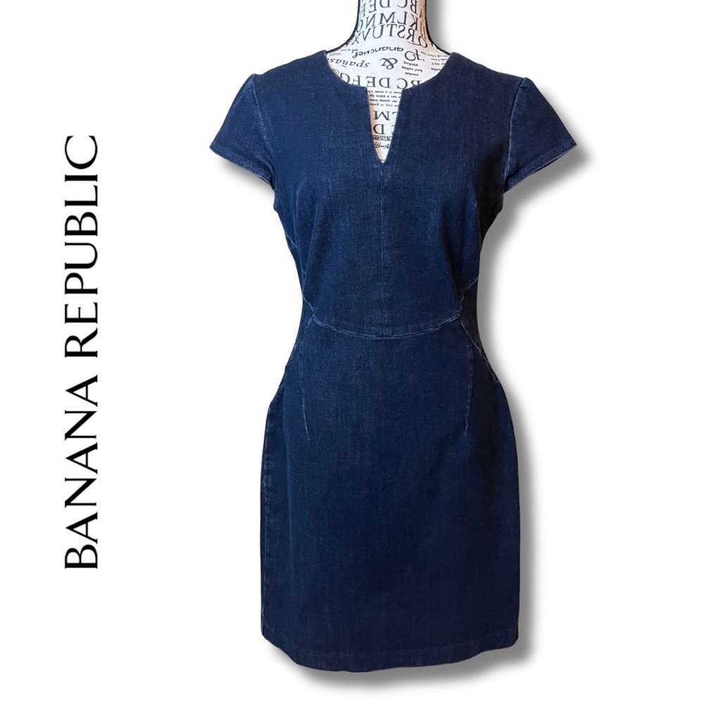 Banana Republic Dark Wash Blue Denim Sheath Dress